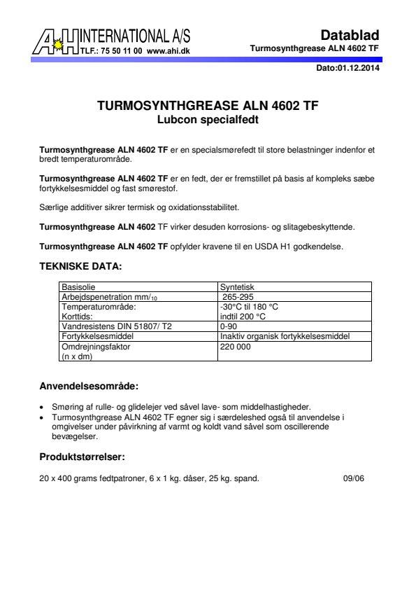 

Turmosynthgrease ALN 4602 TF

